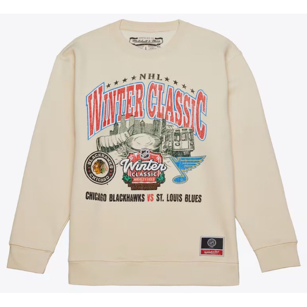 Mitchell & Ness Mens 2XL Cream 2024 Winter Classic City Tour Pullover Sweatshirt